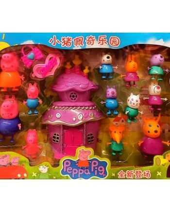 ΣΕΤ ΦΙΓΟΥΡΕΣ ΟΙΚΟΓΕΝΕΙΑ PEPPA + 8 ΦΙΛΟΙ + ΜΩΒ ΚΑΣΤΡΟ ΜΕ ΑΞΕΣΟΥΑΡ (ΟΕΜ)